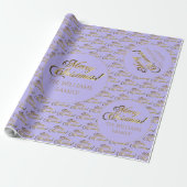 Vrolijk kerstfeest Elegant Gold Script Lila Paars Cadeaupapier (Uitgerold)