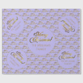 Vrolijk kerstfeest Elegant Gold Script Lila Paars Cadeaupapier (Vlak)