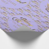 Vrolijk kerstfeest Elegant Gold Script Lila Paars Cadeaupapier (Hoek)
