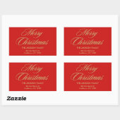 Vrolijk Kerstfeest Elegant Gold Script Rood Vakant Rechthoekige Sticker (Vel)