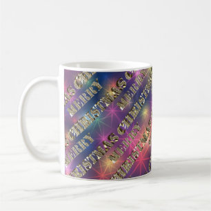 Vrolijk kerstfeest Elegant Gold Typography Stars Koffiemok