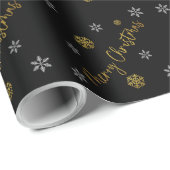 Vrolijk kerstfeest Elegant Golden Snowflakes Cadeaupapier (Rol Hoek)