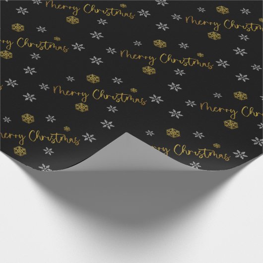 Vrolijk kerstfeest Elegant Golden Snowflakes Cadeaupapier (Hoek)