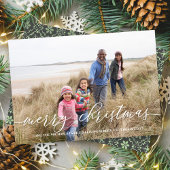 Vrolijk kerstfeest Elegant Green Snowflake 1 Foto Feestdagenkaart