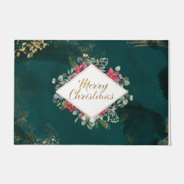 Vrolijk Kerstfeest Elegant Groen Goud Rood Deurmat