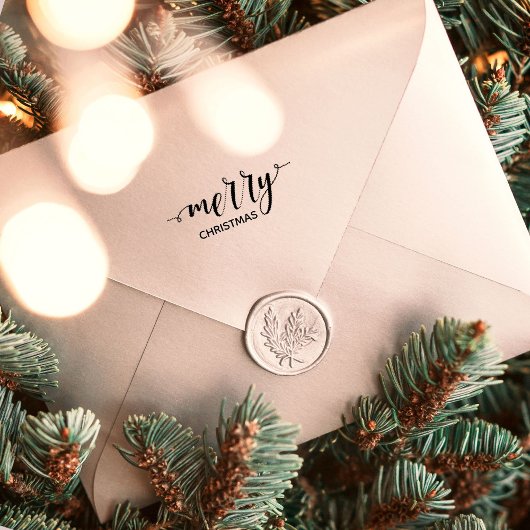 Vrolijk Kerstfeest Elegant Handgeschreven Script V Rubberstempel