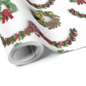 Vrolijk kerstfeest Elegant Modern Garland Wreath Cadeaupapier (Rol Hoek)