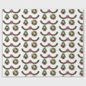 Vrolijk kerstfeest Elegant Modern Garland Wreath Cadeaupapier (Vlak)