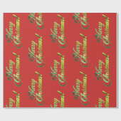 Vrolijk kerstfeest Elegant Modern Red en Green Cadeaupapier (Vlak)