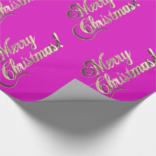 Vrolijk Kerstfeest Elegant Modern Roze en Goud Cadeaupapier