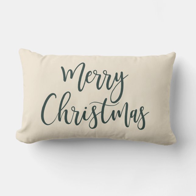 Vrolijk kerstfeest Elegant Modern Script Green Kussen (Voorkant)