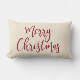 Vrolijk kerstfeest Elegant modern script rood Kussen