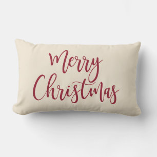 Vrolijk kerstfeest Elegant modern script rood Kussen
