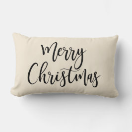 Vrolijk kerstfeest Elegant modern script zwart Kussen