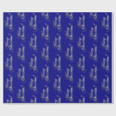 Vrolijk kerstfeest Elegant Navy Blue en Silver Gre Cadeaupapier (Vlak)