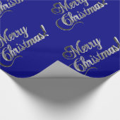 Vrolijk kerstfeest Elegant Navy Blue en Silver Gre Cadeaupapier (Hoek)