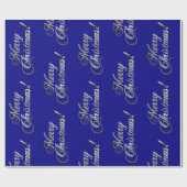 Vrolijk kerstfeest Elegant Navy Blue en Silver Gre Cadeaupapier (Vlak)