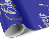 Vrolijk kerstfeest Elegant Navy Blue en Silver Gre Cadeaupapier (Rol Hoek)