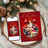 Vrolijk Kerstfeest Elegant One Photo ornament lijs Folie Feestdagenkaart