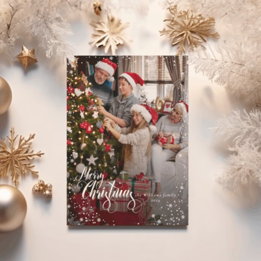 Vrolijk Kerstfeest Elegant One Photo Snow Lijst Ka Feestdagenkaart