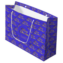 Vrolijk kerstfeest Elegant Paars Gold Script Patro Groot Cadeauzakje