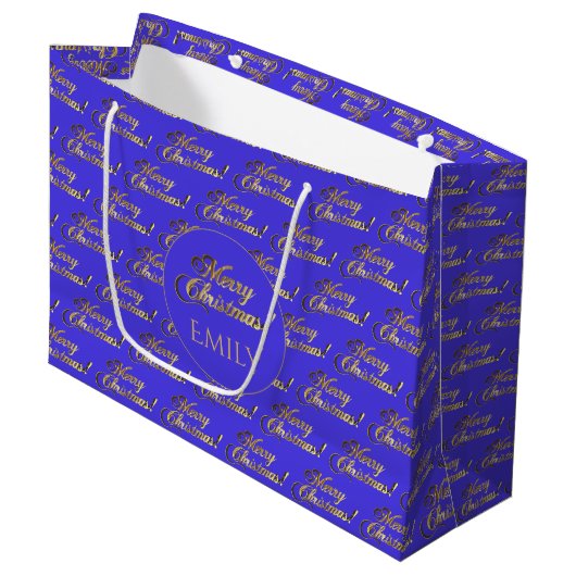 Vrolijk kerstfeest Elegant Paars Gold Script Patro Groot Cadeauzakje (Voorkant Gekanteld)
