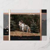 Vrolijk kerstfeest Elegant Pset Pattern Foto Lijst Folie Feestdagenkaart (Voorkant)