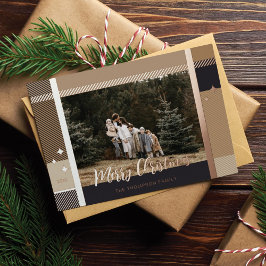 Vrolijk kerstfeest Elegant Pset Pattern Foto Lijst Folie Feestdagenkaart
