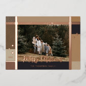 Vrolijk kerstfeest Elegant Pset Pattern Foto Lijst Folie Feestdagenkaart (Voorkant)