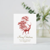 Vrolijk kerstfeest Elegant Red  Deer Briefkaart (Staand voorkant)