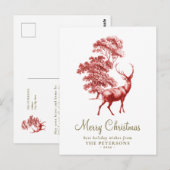 Vrolijk kerstfeest Elegant Red  Deer Briefkaart (Voorkant / Achterkant)