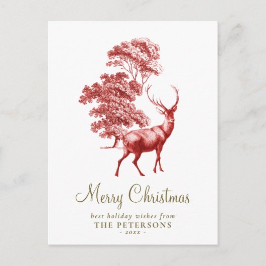 Vrolijk kerstfeest Elegant Red  Deer Briefkaart (Voorkant)