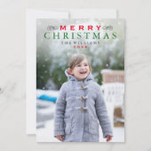 Vrolijk kerstfeest Elegant Red en Green Photo Feestdagenkaart (Voorkant)