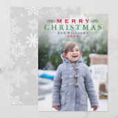 Vrolijk kerstfeest Elegant Red en Green Photo Feestdagenkaart (Voorkant / Achterkant)