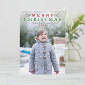 Vrolijk kerstfeest Elegant Red en Green Photo Feestdagenkaart (Staand voorkant)