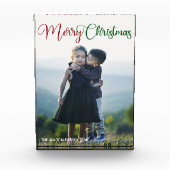 Vrolijk kerstfeest Elegant Red Green Script Family Fotoblokken (Voorkant)