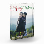 Vrolijk kerstfeest Elegant Red Green Script Family Fotoblokken (Links)