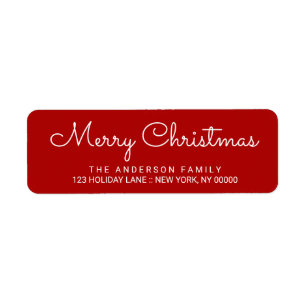Vrolijk kerstfeest Elegant Red Hand Letterlabel Etiket