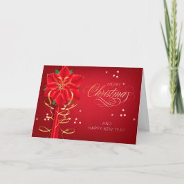 Vrolijk kerstfeest Elegant Red Poinsettia Feestdagen Kaart