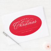 Vrolijk kerstfeest elegant rood vakantiegeschenk ovale sticker (Envelop)