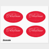 Vrolijk kerstfeest elegant rood vakantiegeschenk ovale sticker (Vel)