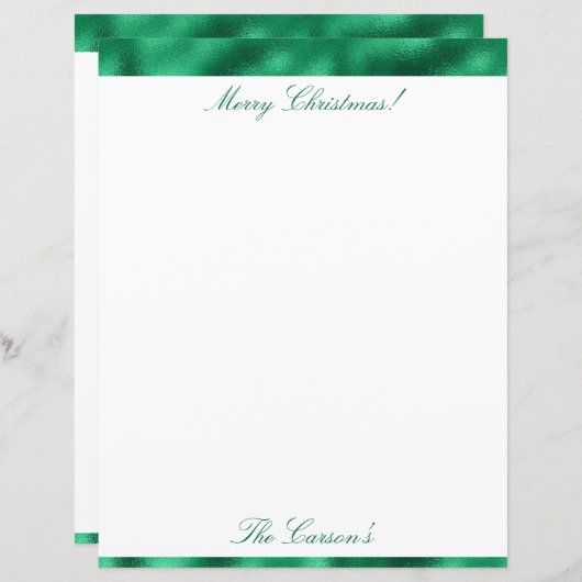 Vrolijk kerstfeest Elegant Satin Metallic Briefpap (Voorkant / Achterkant)