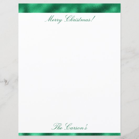 Vrolijk kerstfeest Elegant Satin Metallic Briefpap (Voorkant)