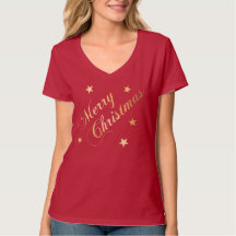 Vrolijk kerstfeest Elegant Script Gold Stars