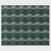 Vrolijk Kerstfeest Elegant Script Greenery Kerstmi Cadeaupapier (Vlak)