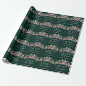 Vrolijk Kerstfeest Elegant Script Greenery Kerstmi Cadeaupapier (Uitgerold)
