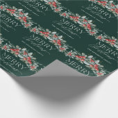 Vrolijk Kerstfeest Elegant Script Greenery Kerstmi Cadeaupapier (Hoek)