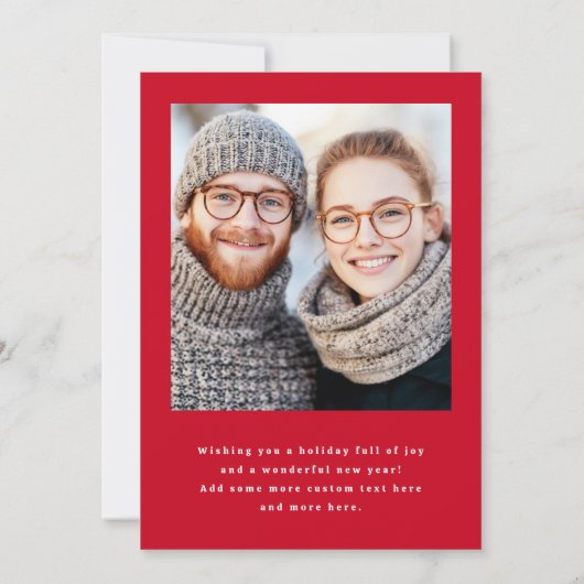 Vrolijk Kerstfeest elegant script rode foto Feestdagenkaart (Achterkant)