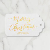 Vrolijk Kerstfeest Elegant Script Vakantie Wensen Cadeaulabels (Voorkant (horizontaal))