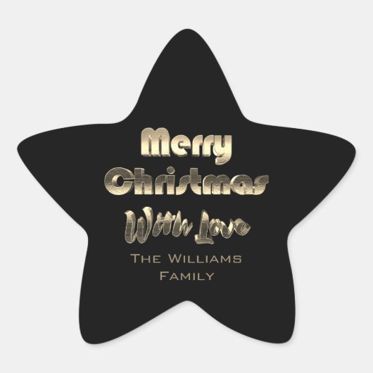 Vrolijk kerstfeest Elegant Sepia Faux Gold Black Ster Sticker (Voorkant)